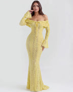 Rebekah | Lace Off-Shoulder Godet Maxi Dress oaklynwear