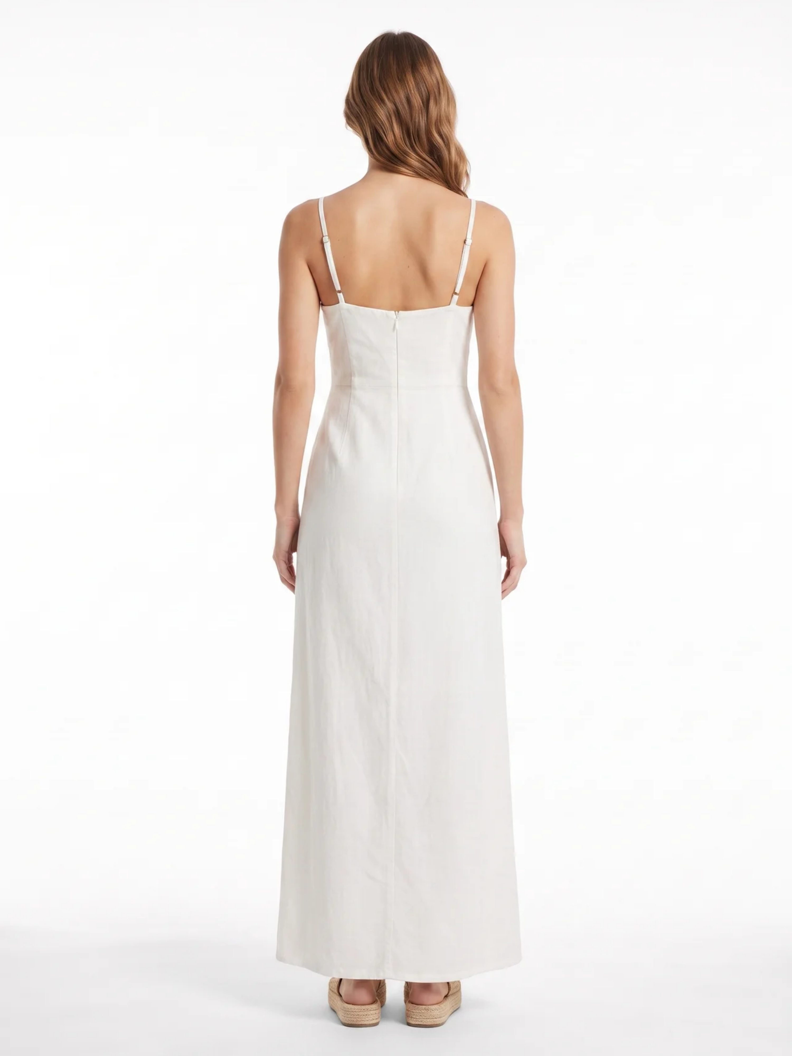 Bianca | Strappy Slit White Maxi Dress oaklynwear