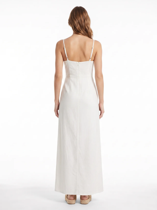 Bianca | Strappy Slit White Maxi Dress oaklynwear