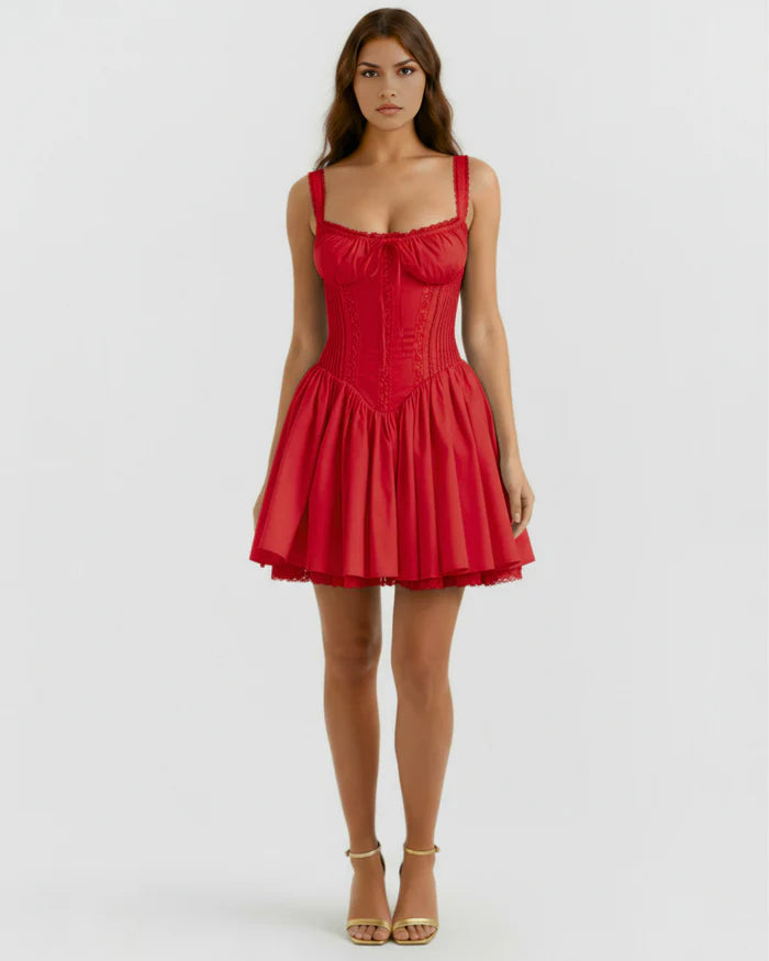 Daisy | Lace-Up Corset Sweetheart Mini Dress oaklynwear
