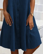 Oaklyn Chambray Shirt Dress – Collared Full Button Down Dual Pocket Casual Summer Style oaklynwear