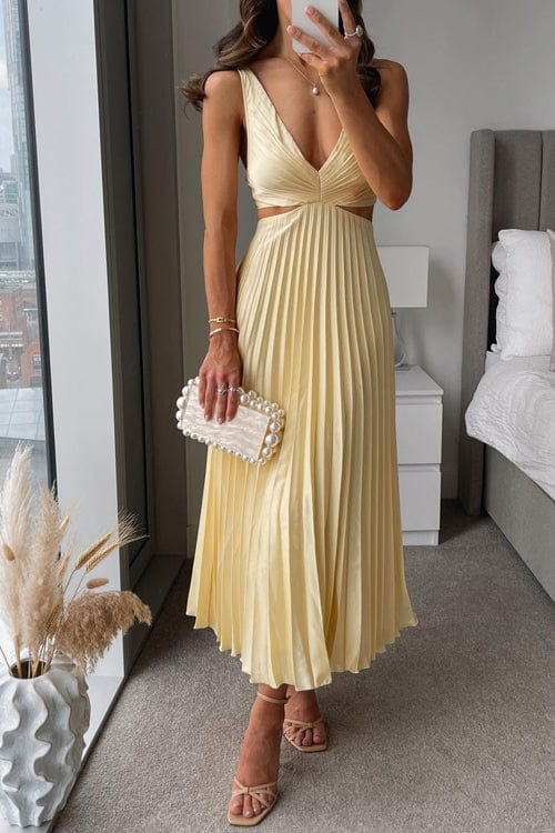 Celeste | Pleated Flowing Midi Dress oaklynwear