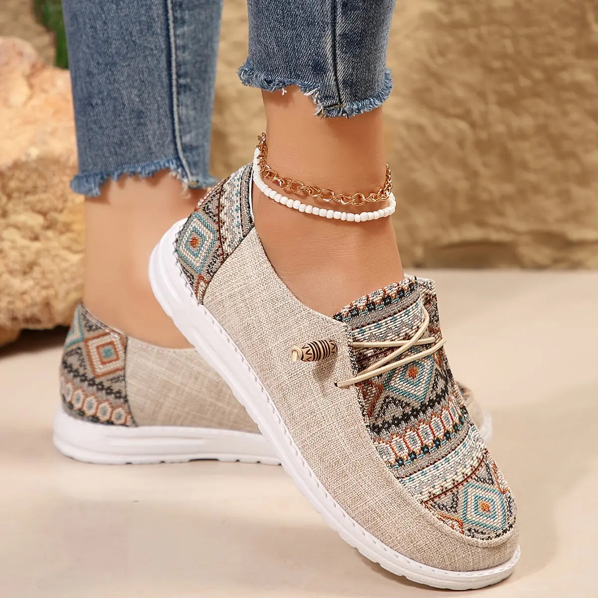 Tribe™ | Women's Tribal Print Sneakers – Cushioned Comfort & Bold Everyday Style oaklynwear