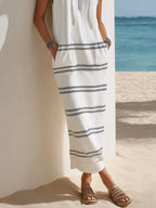 Marina | Striped Hooded Sleeveless Maxi Dress oaklynwear