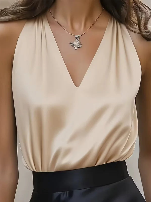 Deep V-neck Satin Camisole oaklynwear