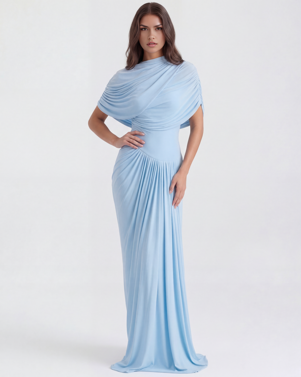 Camilla | Draped Shawl Asymmetric Maxi Dress oaklynwear