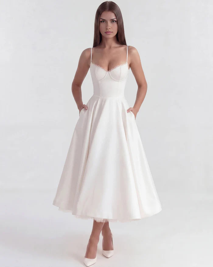 Clarisse | Tulle Sweetheart Corset Midi Dress oaklynwear