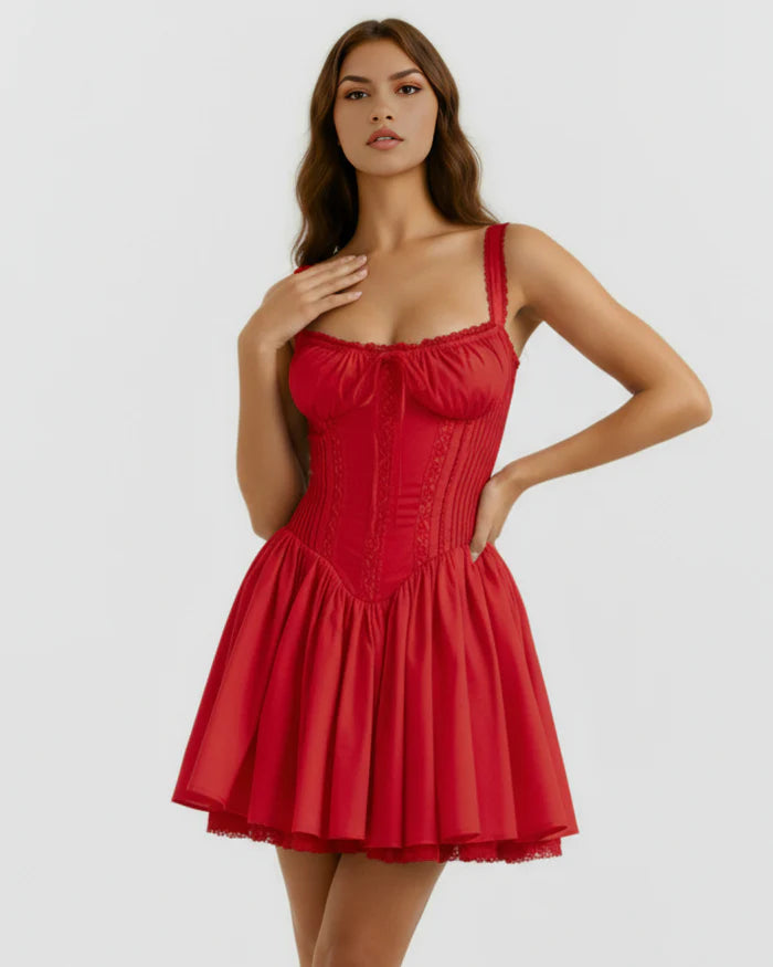 Daisy | Lace-Up Corset Sweetheart Mini Dress oaklynwear