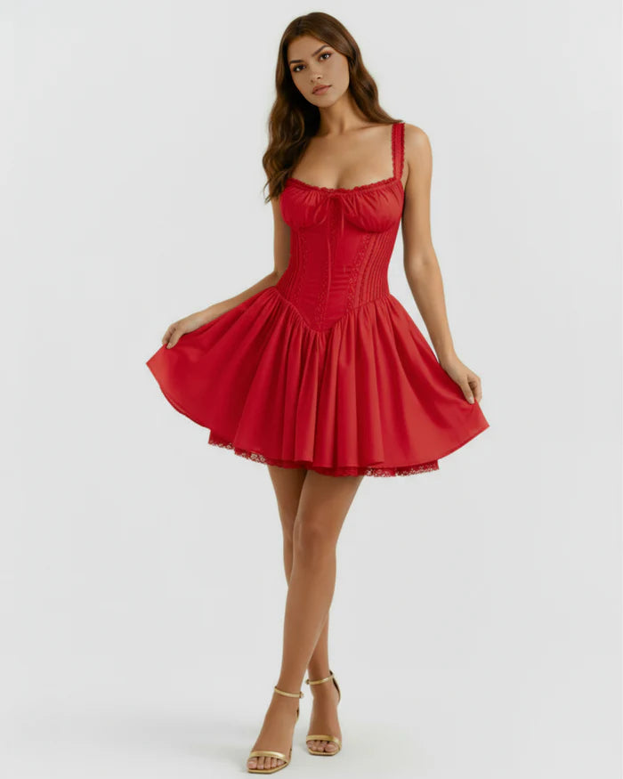 Daisy | Lace-Up Corset Sweetheart Mini Dress oaklynwear