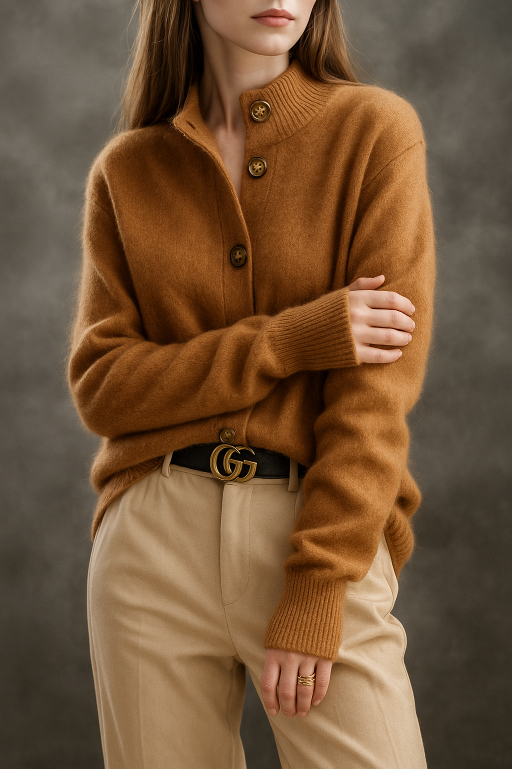 Everly | Button-Up Collared Cardigan with Statement Buttons, Cozy Winter Knit oaklynwear