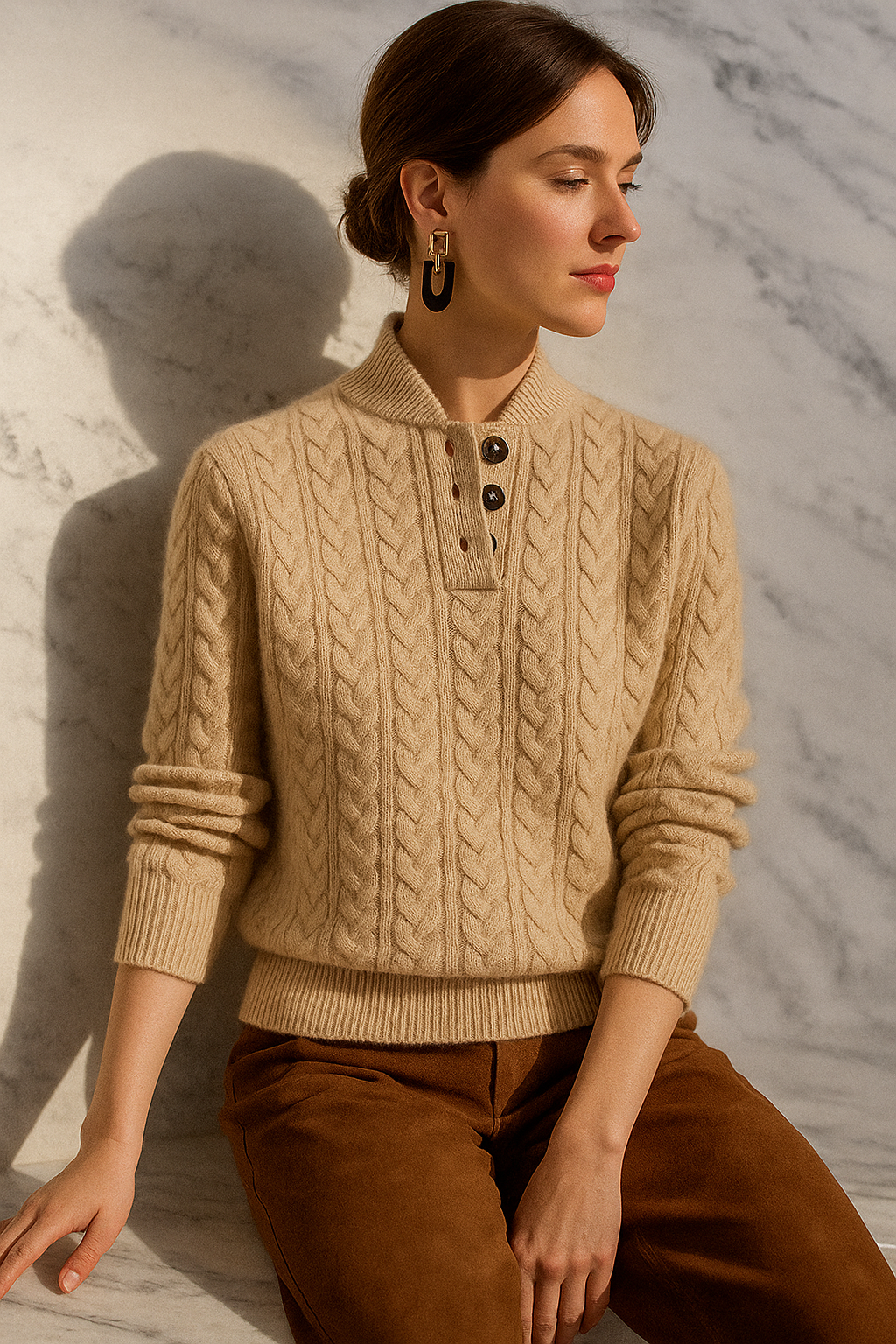 Arden Button-Up Cashmere Sweater oaklynwear