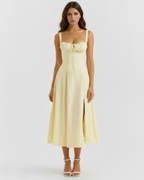 Aurora | Lace-Up Corset Side Split Midi Dress oaklynwear