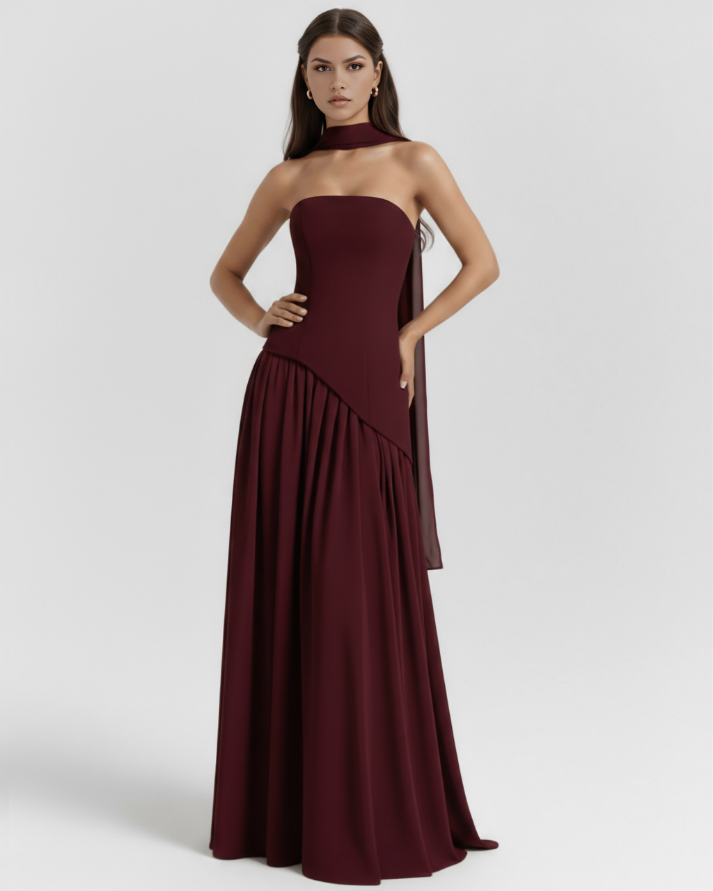 Serena | Lace-Up Corset Chiffon Maxi Dress oaklynwear