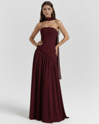 Serena | Lace-Up Corset Chiffon Maxi Dress oaklynwear