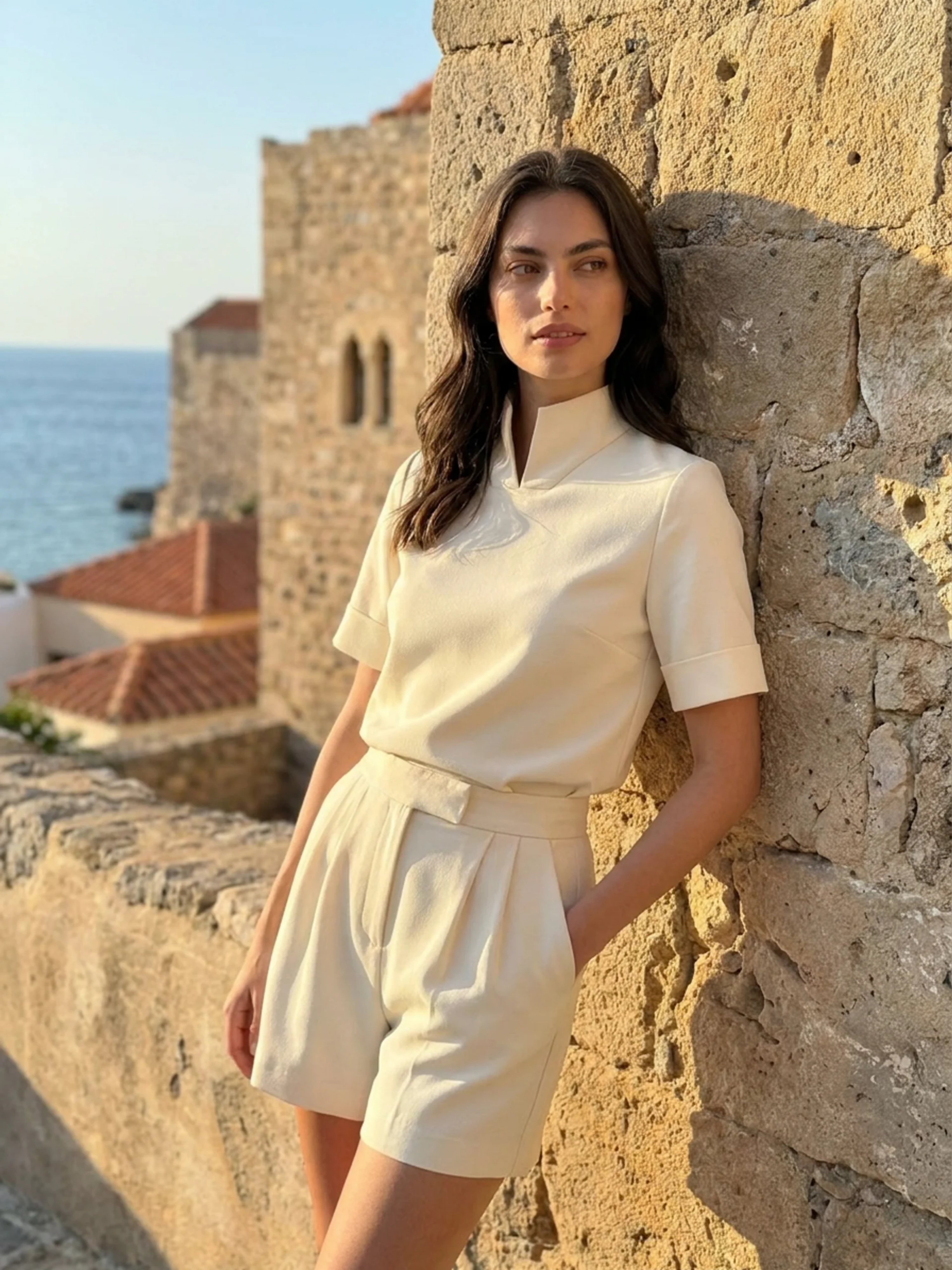 Vera | Stand Collar Structured Blouse oaklynwear
