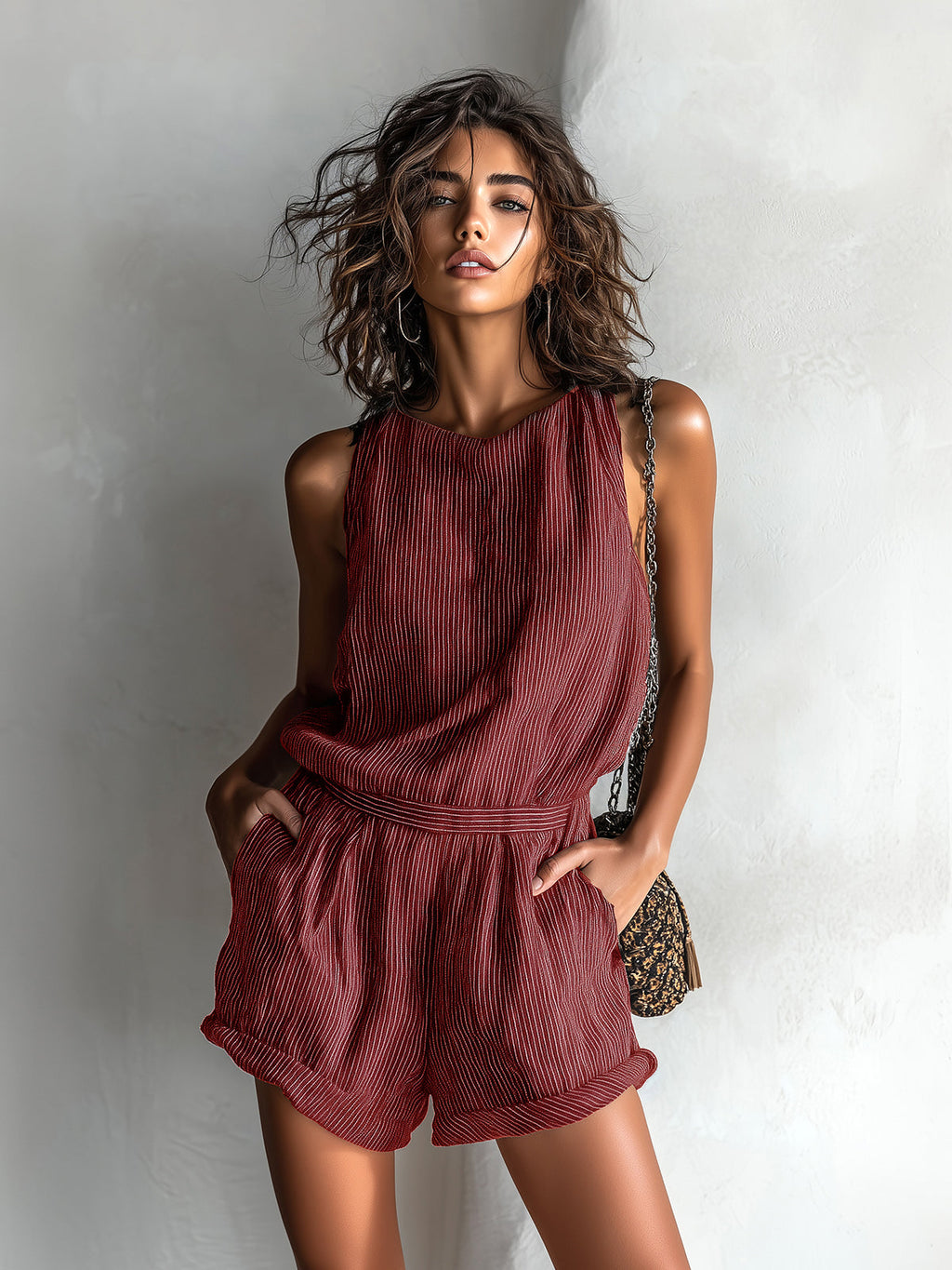 Cleo | Striped Linen Blend Romper oaklynwear