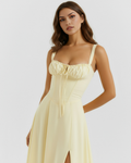 Aurora | Lace-Up Corset Side Split Midi Dress oaklynwear