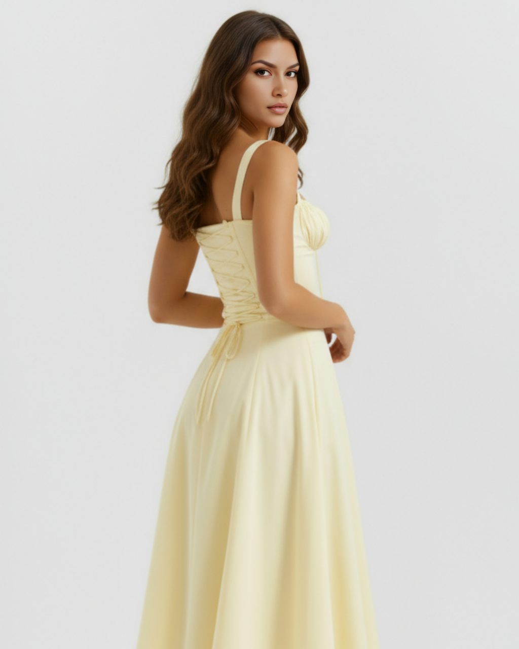 Aurora | Lace-Up Corset Side Split Midi Dress oaklynwear