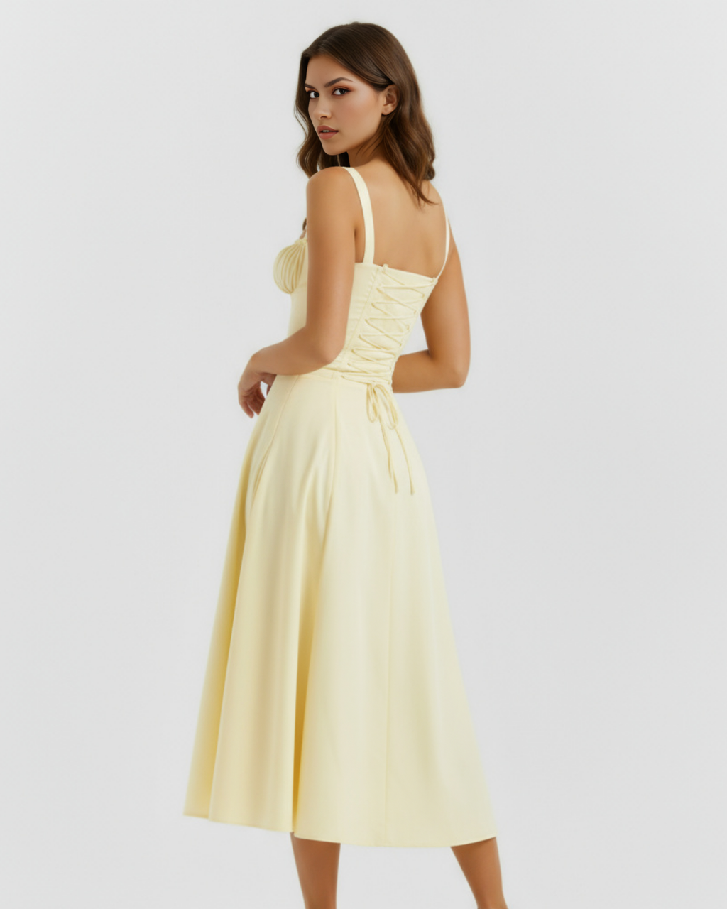 Aurora | Lace-Up Corset Side Split Midi Dress oaklynwear