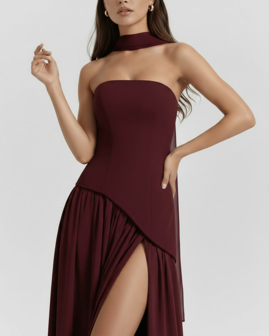 Serena | Lace-Up Corset Chiffon Maxi Dress oaklynwear