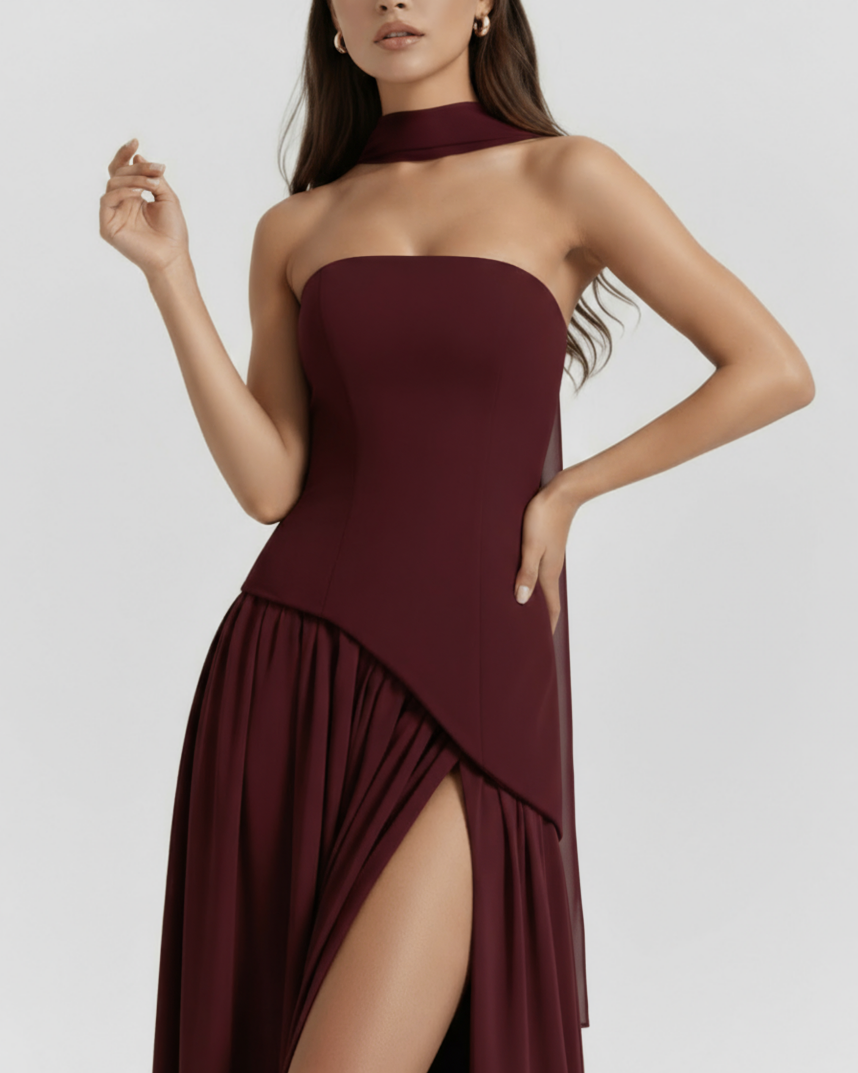 Serena | Lace-Up Corset Chiffon Maxi Dress oaklynwear
