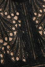 Elegant Women’s Lace Midi Dress – High Neck Silhouette with Refined Cutwork Detail oaklynwear
