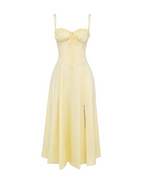 Aurora | Lace-Up Corset Side Split Midi Dress oaklynwear
