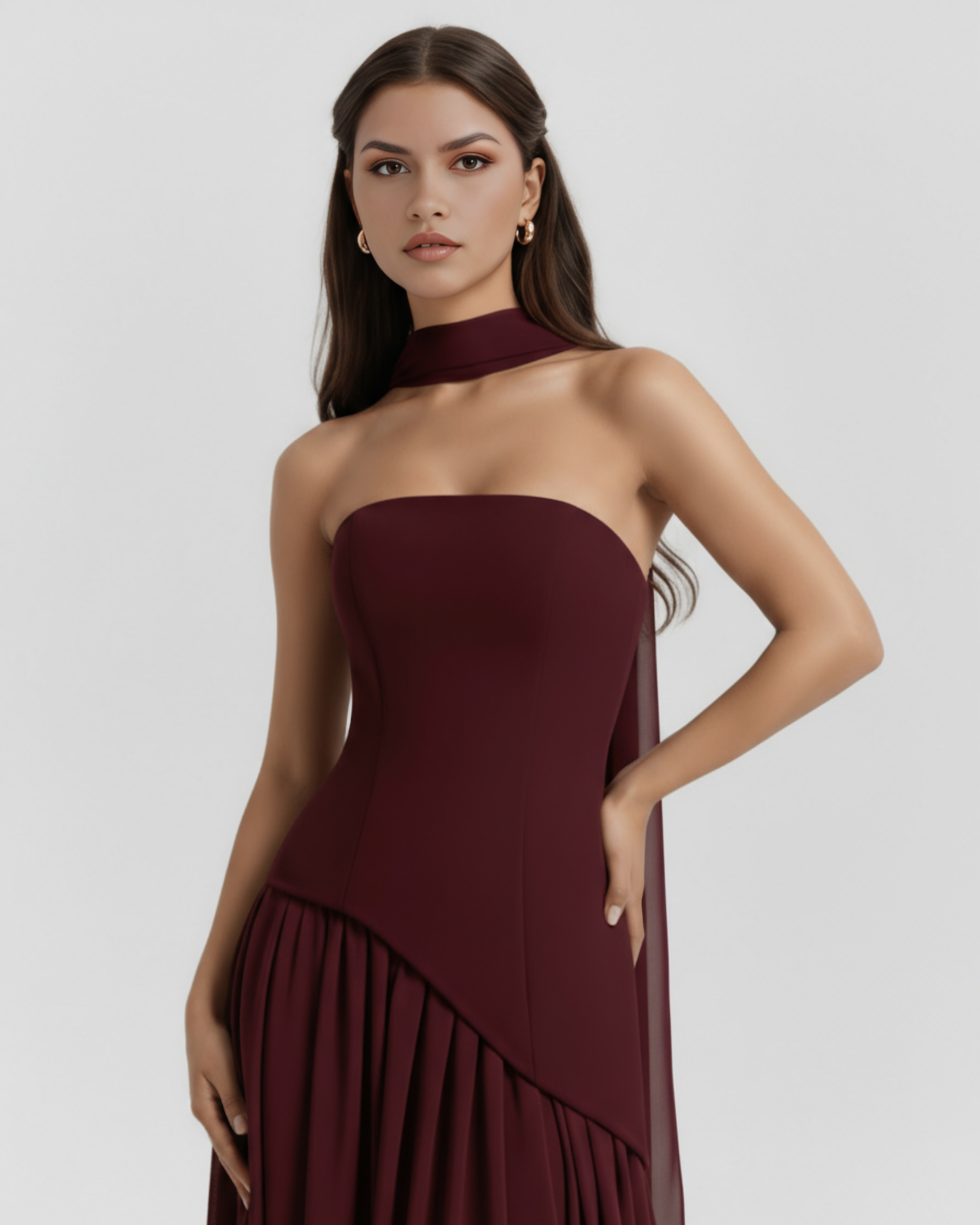 Serena | Lace-Up Corset Chiffon Maxi Dress oaklynwear