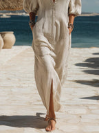 Frances | Striped Button-Down Midi Dress oaklynwear