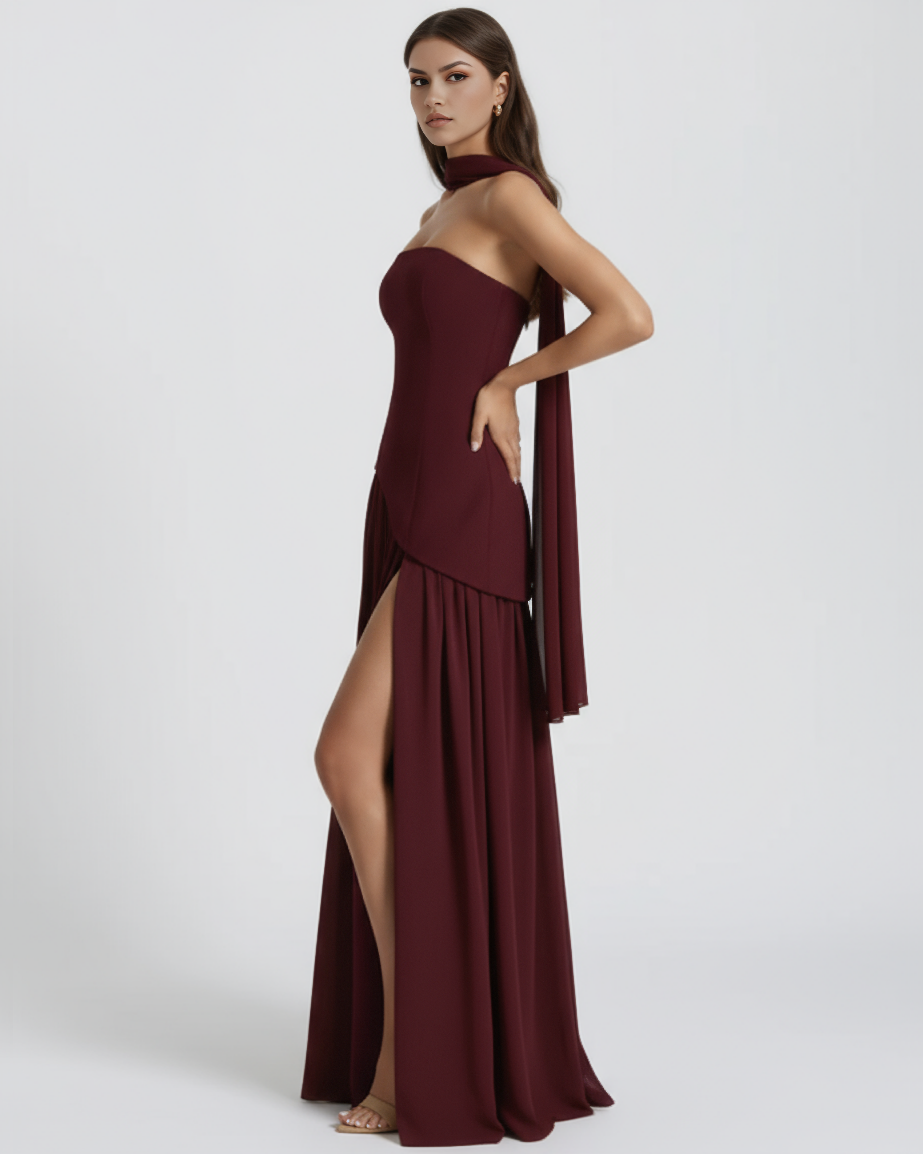 Serena | Lace-Up Corset Chiffon Maxi Dress oaklynwear