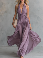 Helena | Women's Chiffon Halter Maxi Dress oaklynwear