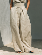 Eden | Women's Linen Blend Wide-Leg Pants Set oaklynwear