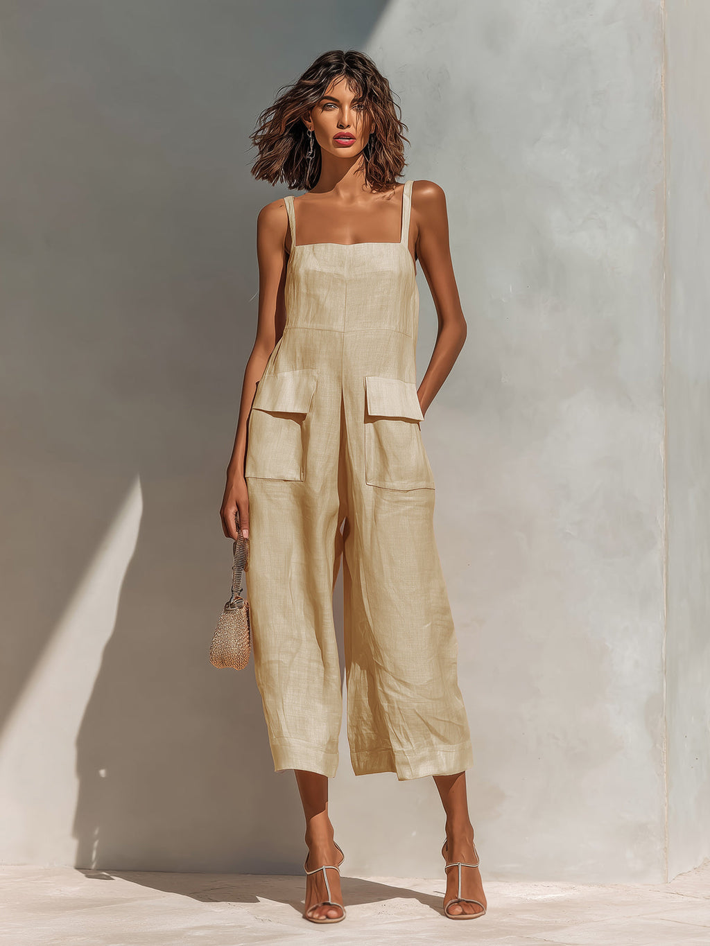 Rosie | Wide-Leg Linen Cropped Jumpsuit oaklynwear