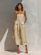 Rosie | Wide-Leg Linen Cropped Jumpsuit oaklynwear