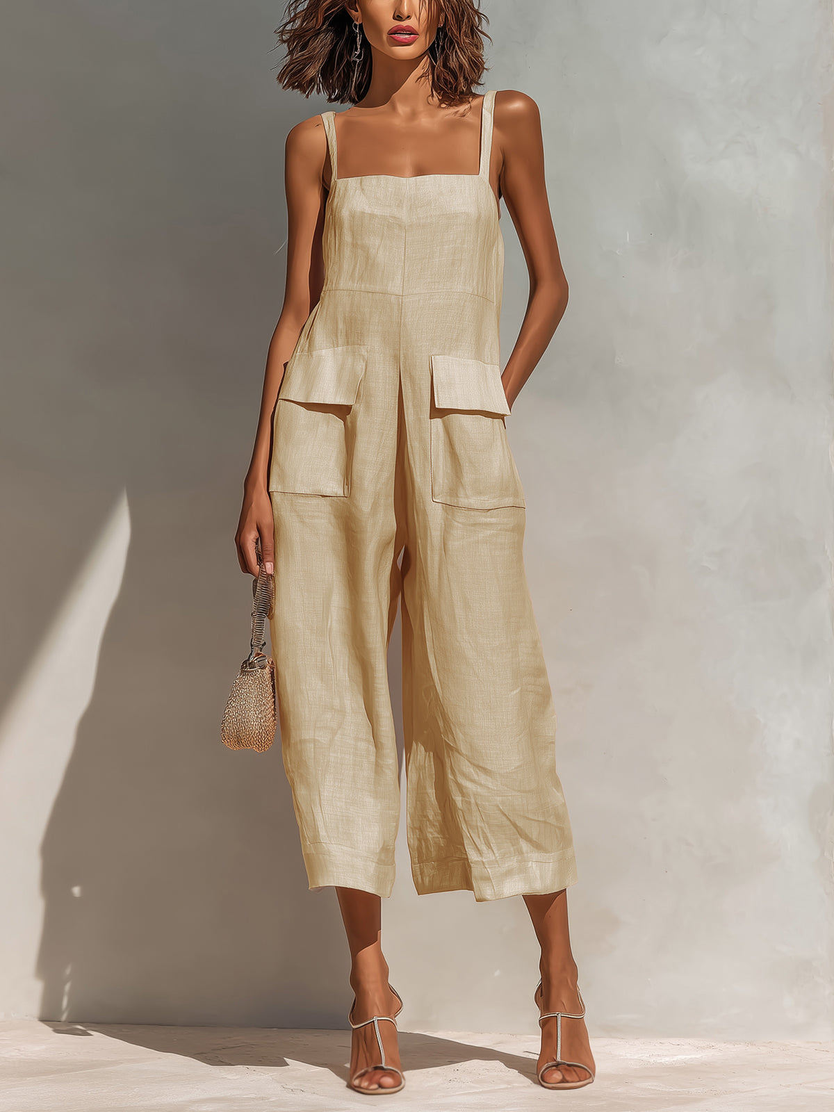 Rosie | Wide-Leg Linen Cropped Jumpsuit oaklynwear
