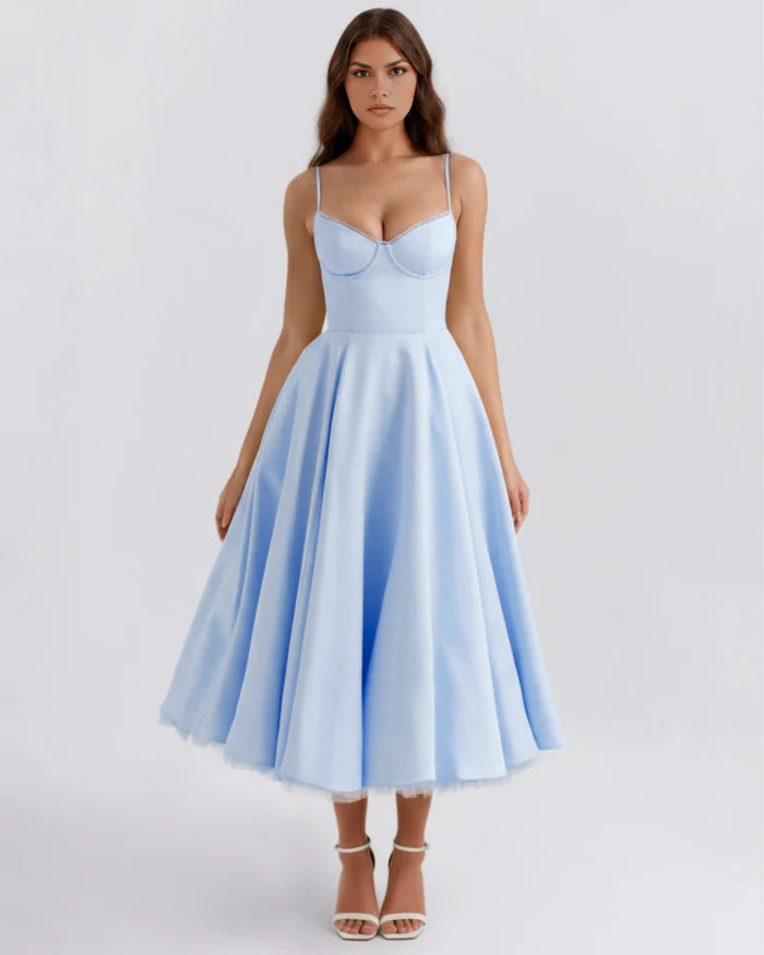 Clarisse | Tulle Sweetheart Corset Midi Dress oaklynwear