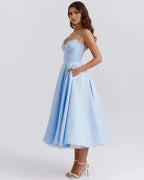Clarisse | Tulle Sweetheart Corset Midi Dress oaklynwear