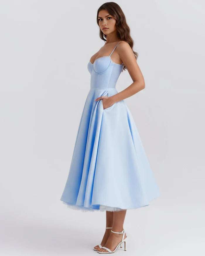 Clarisse | Tulle Sweetheart Corset Midi Dress oaklynwear