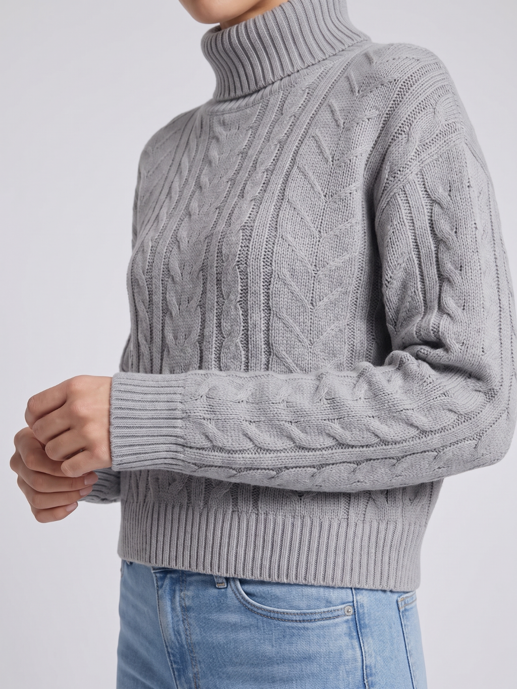 Zoey | Cable Knit Turtleneck Sweater with Ribbed Trim, Cozy Winter Pullover oaklynwear