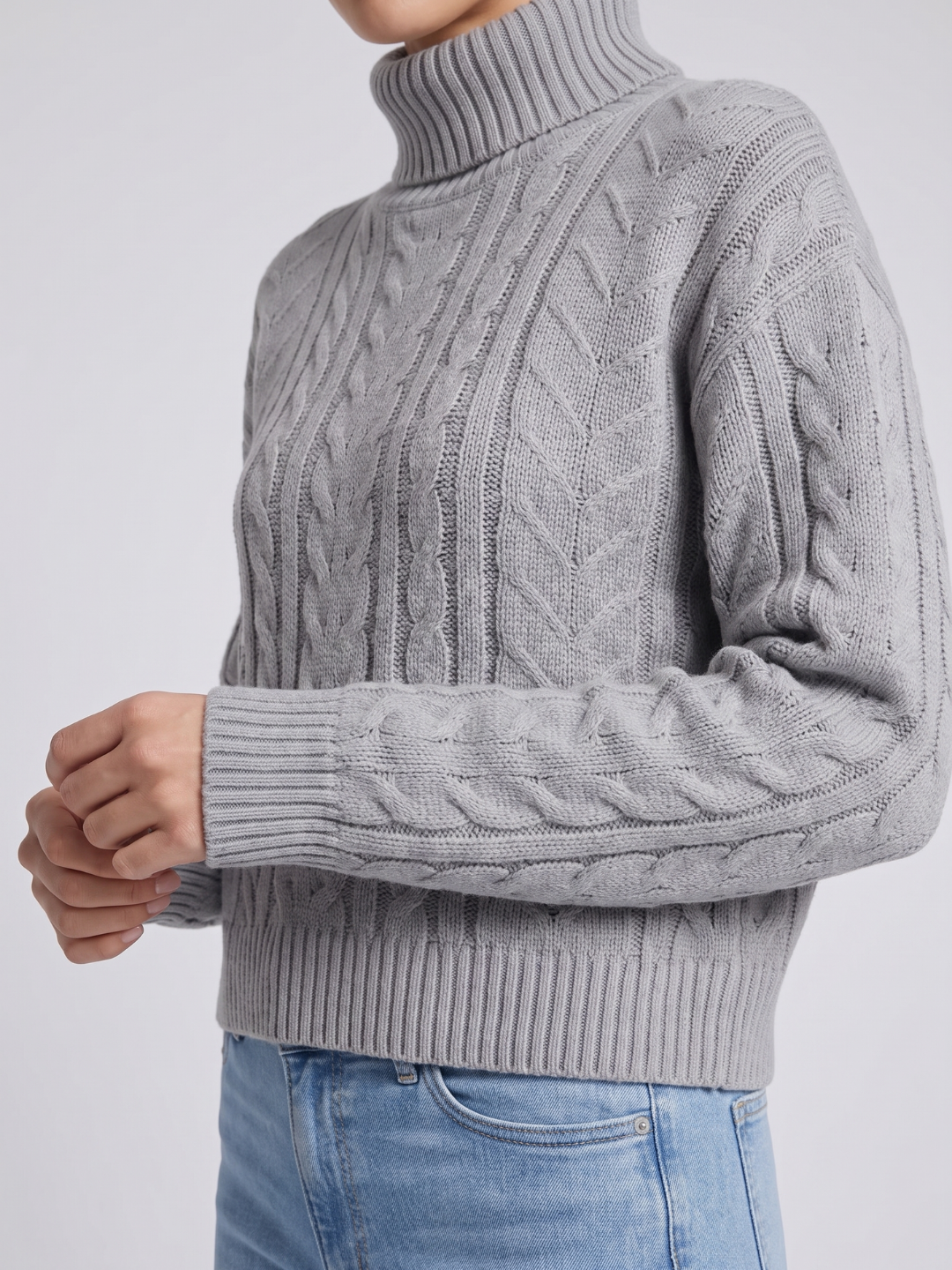 Zoey | Cable Knit Turtleneck Sweater with Ribbed Trim, Cozy Winter Pullover oaklynwear