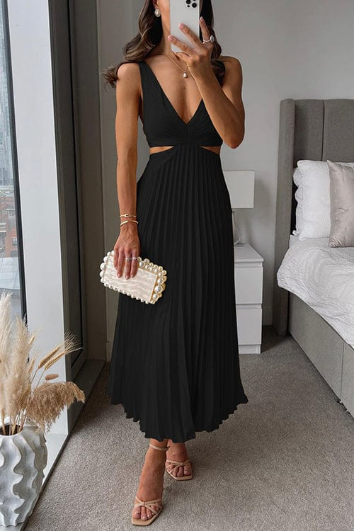 Celeste | Pleated Flowing Midi Dress oaklynwear