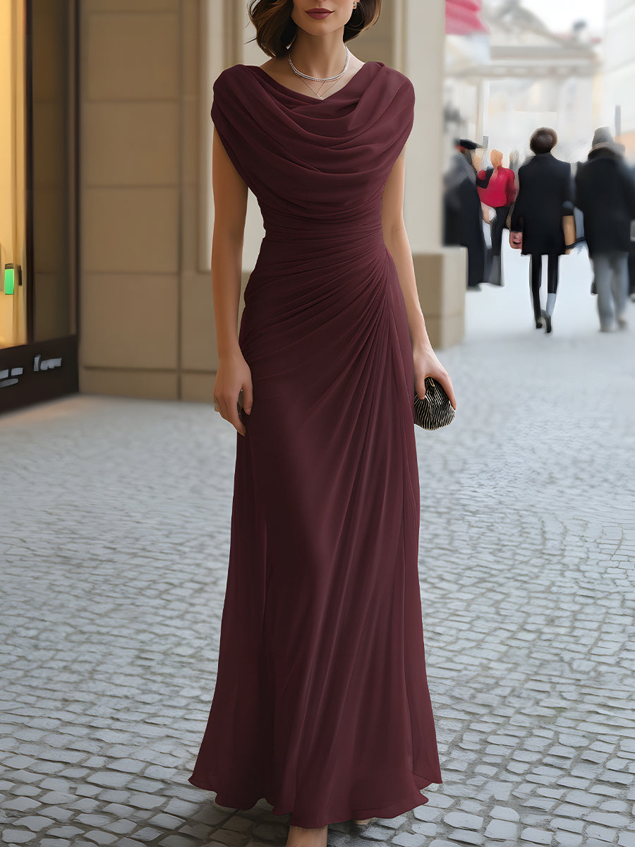 Mooyius | Cowl Neck Ruched Maxi Dress oaklynwear