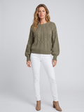Riley | V-Neck Cable Knit Sweater with Balloon Sleeves, Oversized Winter Pullover oaklynwear