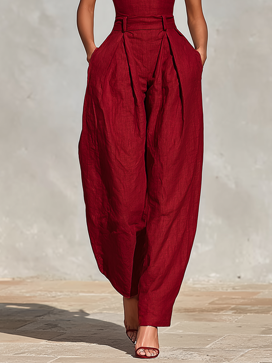 Ruby | Spaghetti Strap Linen Wide-Leg Jumpsuit oaklynwear