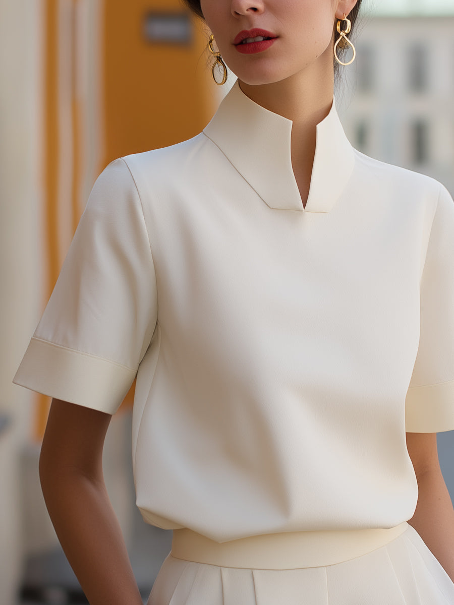 Vera | Stand Collar Structured Blouse oaklynwear