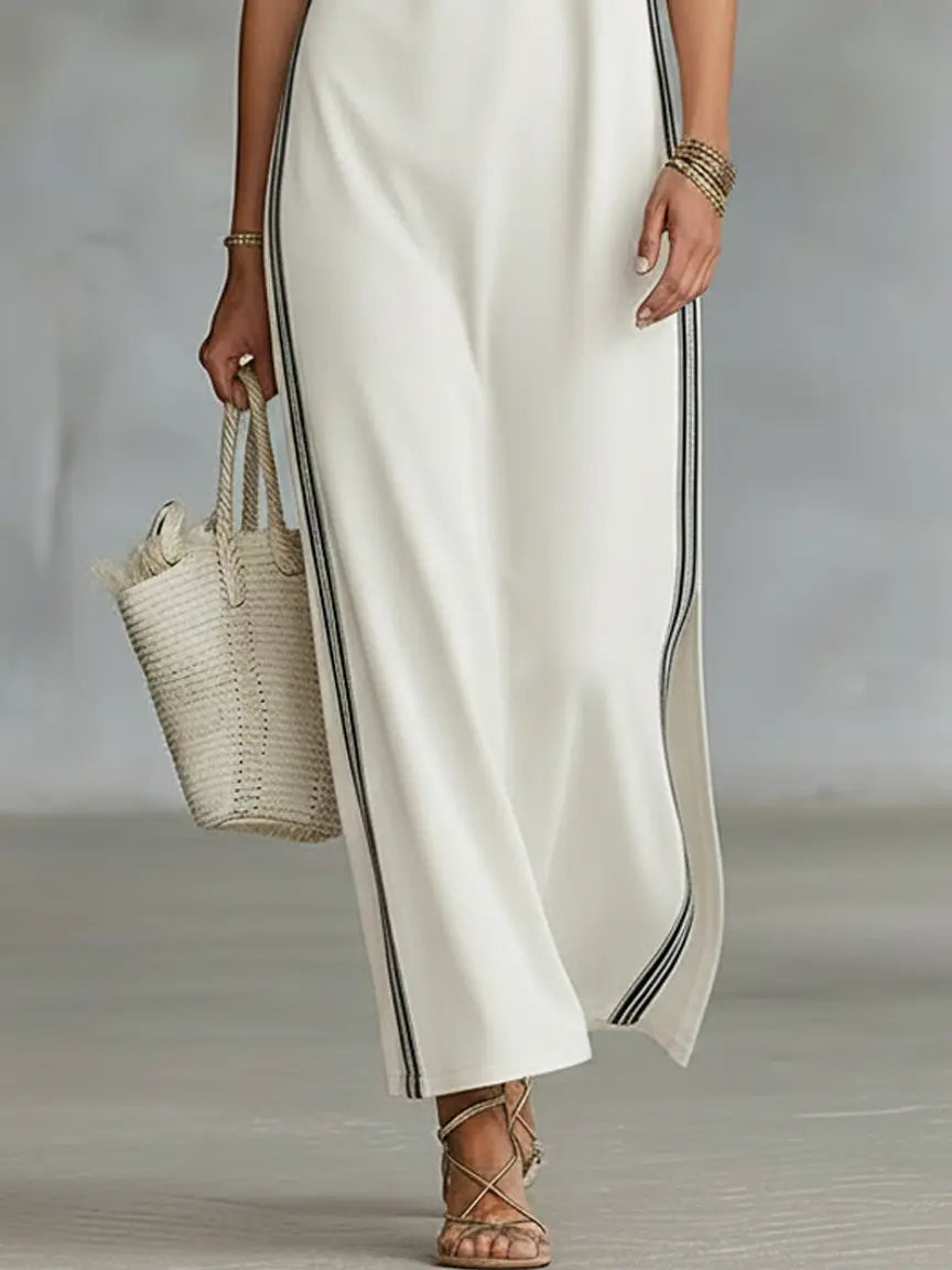 Jordan | Women's Minimalist Athletic-Style Sleeveless Henley Maxi Dress oaklynwear