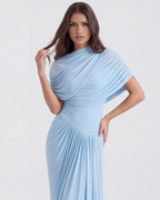 Camilla | Draped Shawl Asymmetric Maxi Dress oaklynwear