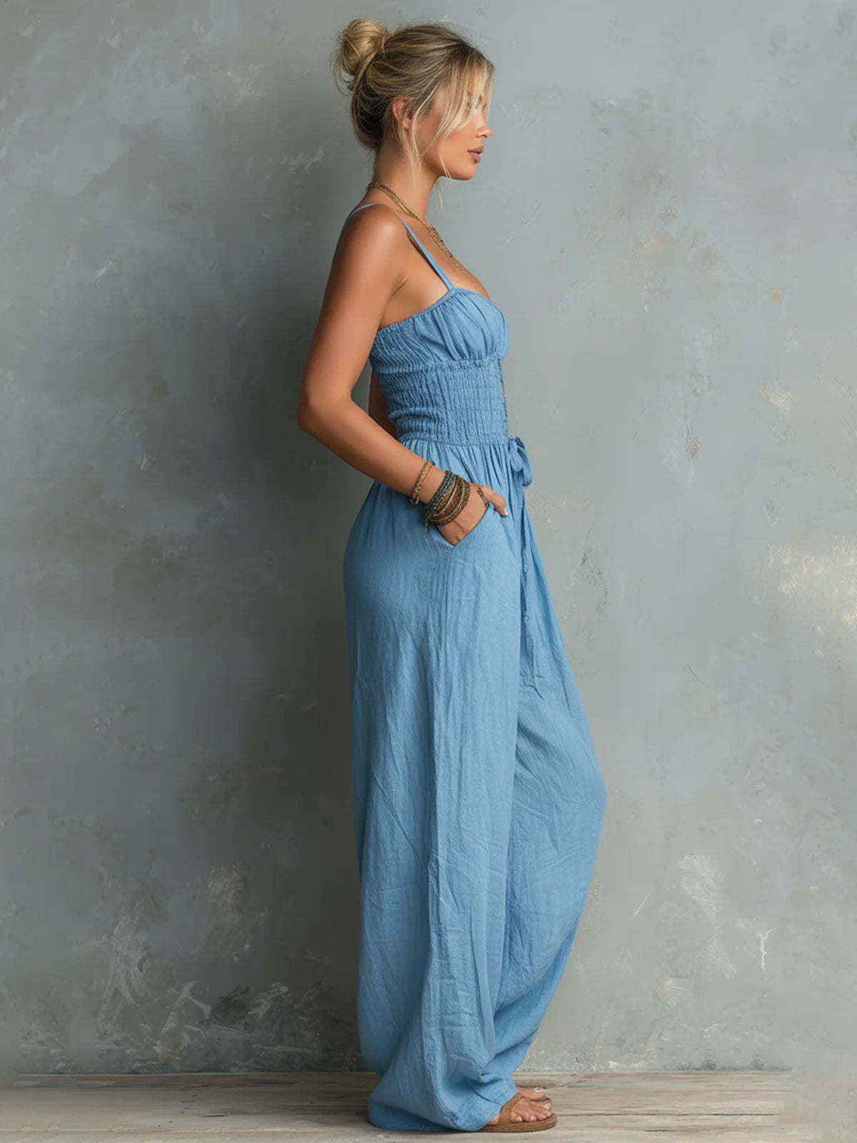 Marina | Smocked Cutout Wide-Leg Jumpsuit oaklynwear