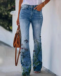 Meadow | Women's Floral Print High Waist Flare Jeans oaklynwear