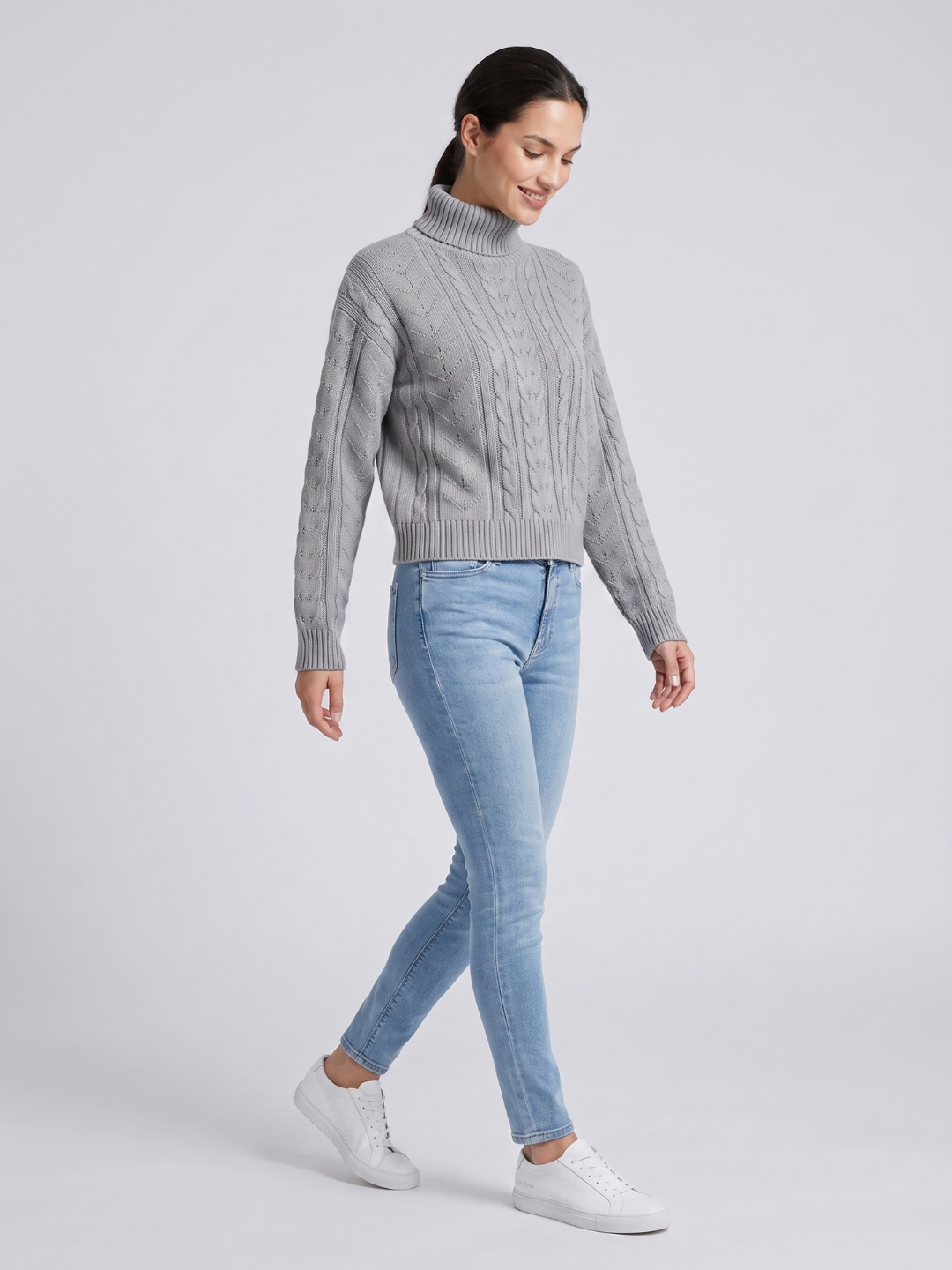 Zoey | Cable Knit Turtleneck Sweater with Ribbed Trim, Cozy Winter Pullover oaklynwear
